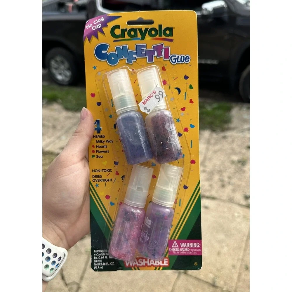 Vintage Crayola Confetti Glue‎ Pack 1998 Milky Way Hearts Flowers Sea